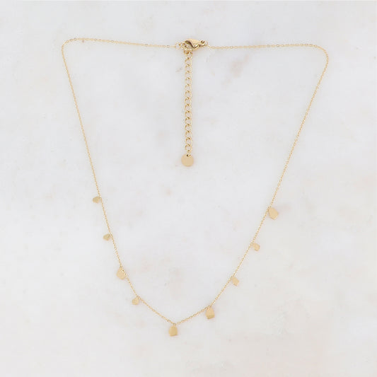 Collier doré orné de pampilles géométriques 39+5 cm