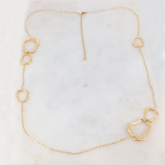 Sautoir en maille avec 6 pièces géométriques ondulées (90+10CM)