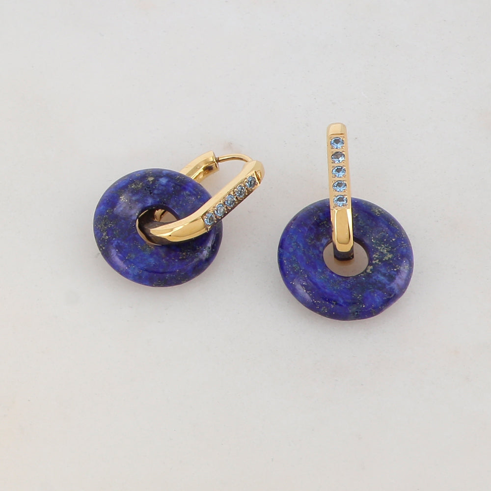 Créoles avec strass et pierre naturelle 1,3 x 2,8 cm