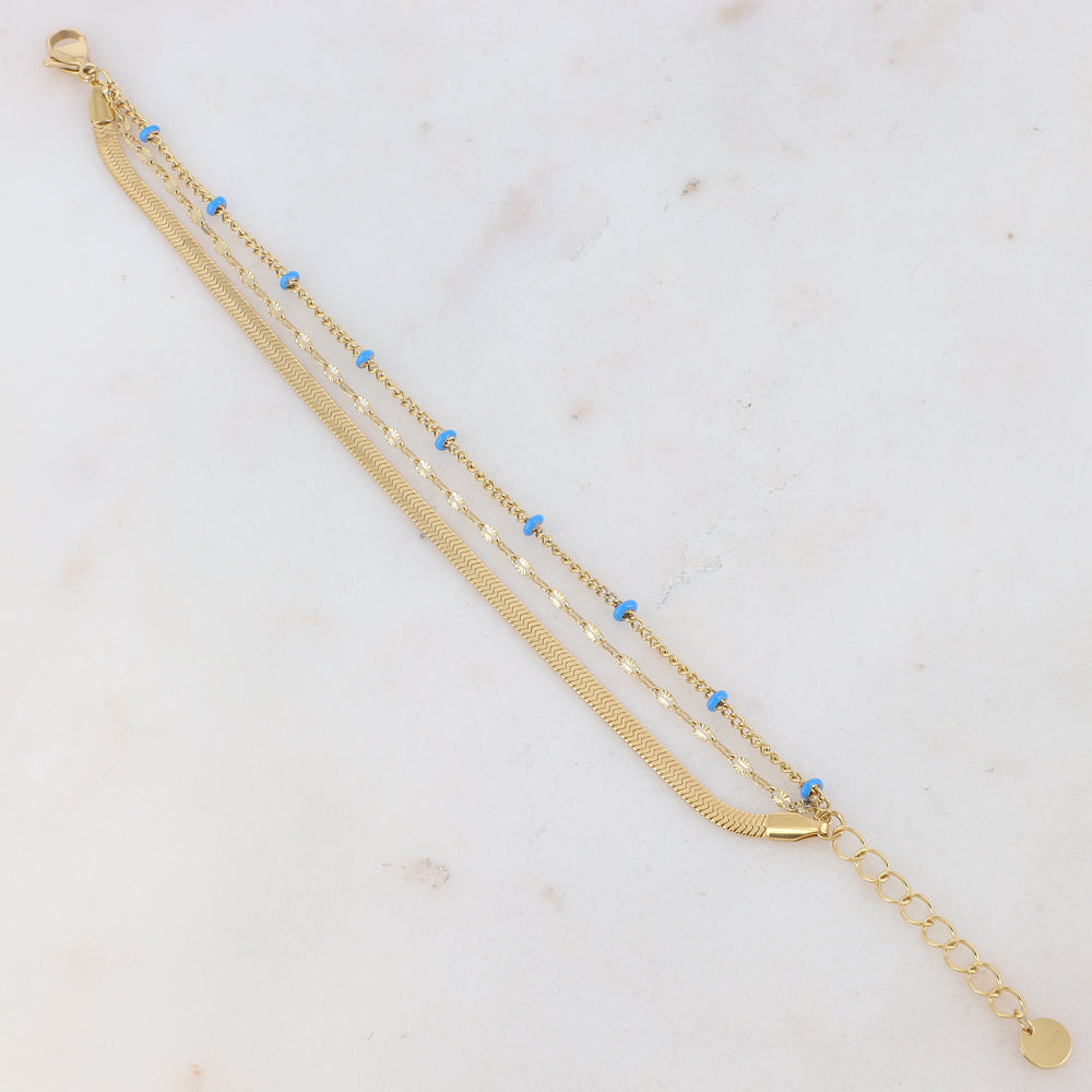 Bracelet 3 rangs avec maille miroir, émail
