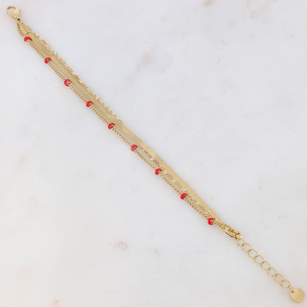Bracelet 3 rangs avec maille miroir, émail