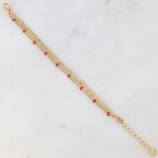 Bracelet 3 rangs avec maille miroir, émail