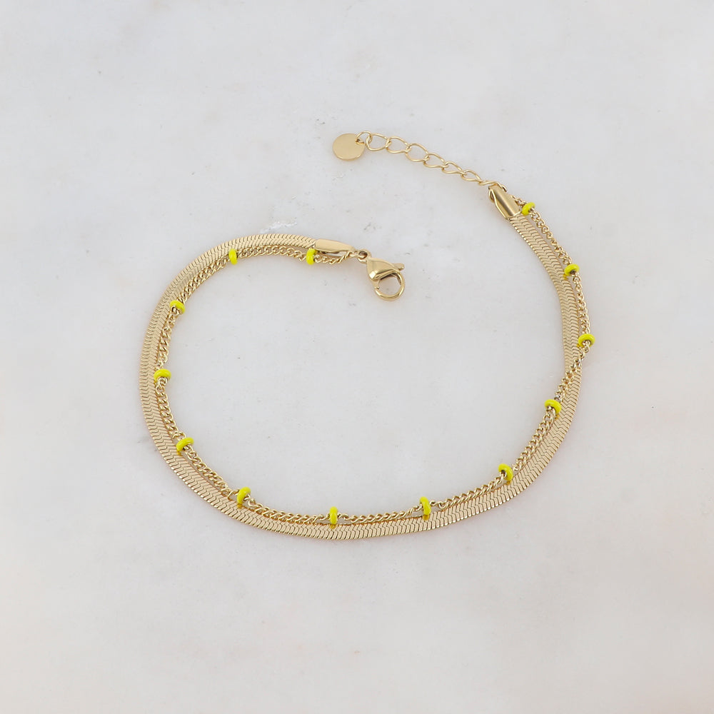 Chaîne de cheville avec maille miroir, émail (22.5+3CM)