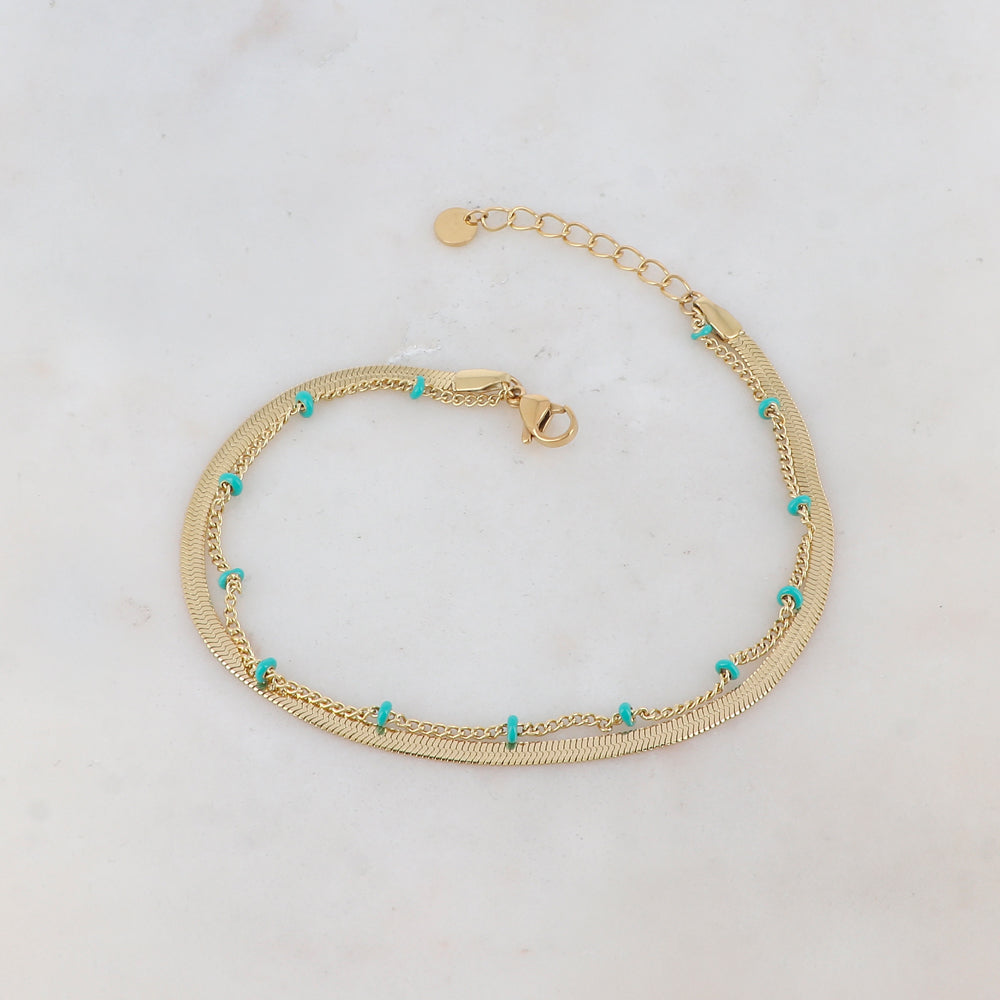 Chaîne de cheville avec maille miroir, émail (22.5+3CM)