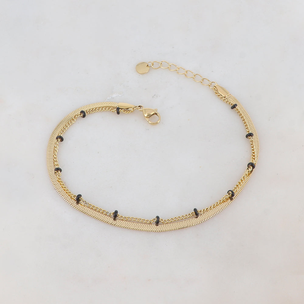 Chaîne de cheville avec maille miroir, émail (22.5+3CM)