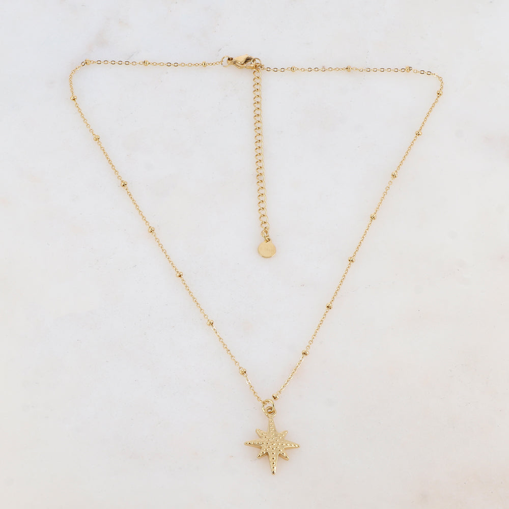 Collier doré avec un pendentif étoile du nord 38+7 cm