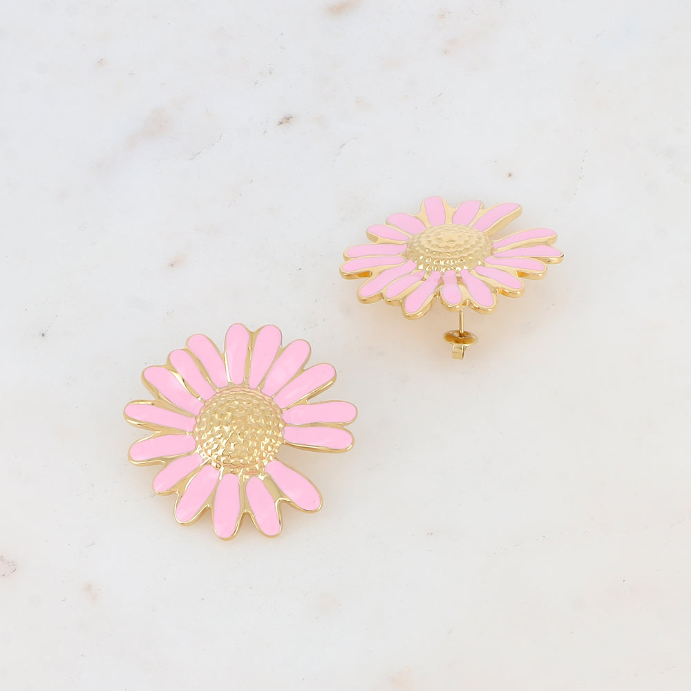 B.O à puce avec fleur de marguerite émaillée 3,9 x 3,9 cm