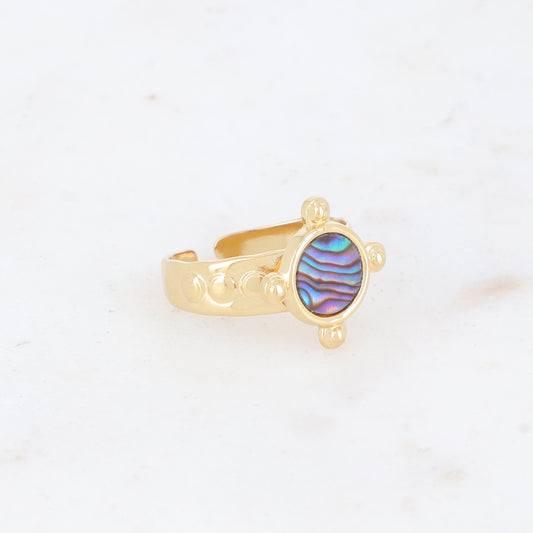 Bague avec nacre, feuille de nacre véritable - Nacre abalone