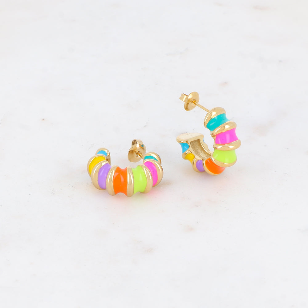 Créoles à puce émaillées (2.2CM)