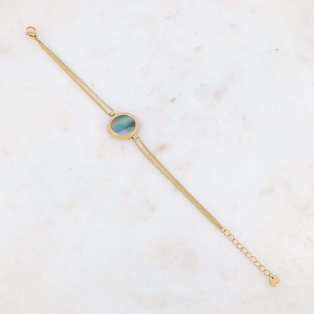 Bracelet double rangs avec pampille ronde, nacre