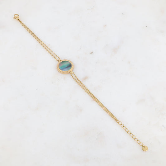 Bracelet double rangs avec pampille ronde, nacre