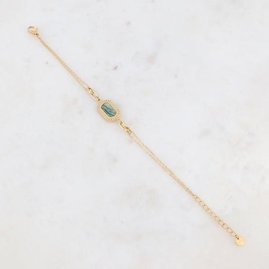 Bracelet double rangs avec pampille ovale, nacre