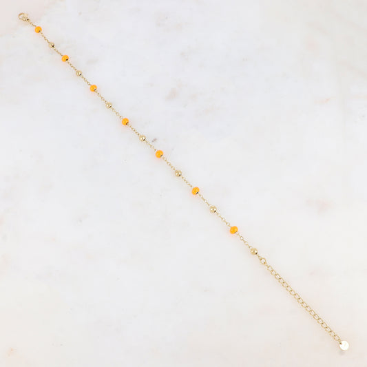 Chaîne de cheville avec boules émaillées (24+5CM)