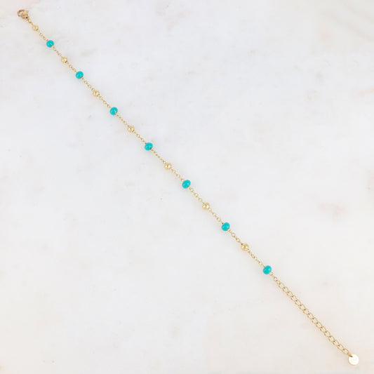 Chaîne de cheville avec boules émaillées (24+5CM)