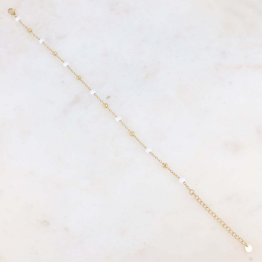 Chaîne de cheville avec boules émaillées (24+5CM)