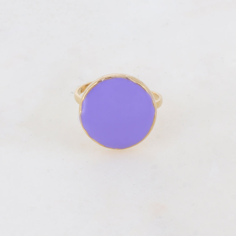 Bague avec pièce ronde émaillée - Violet