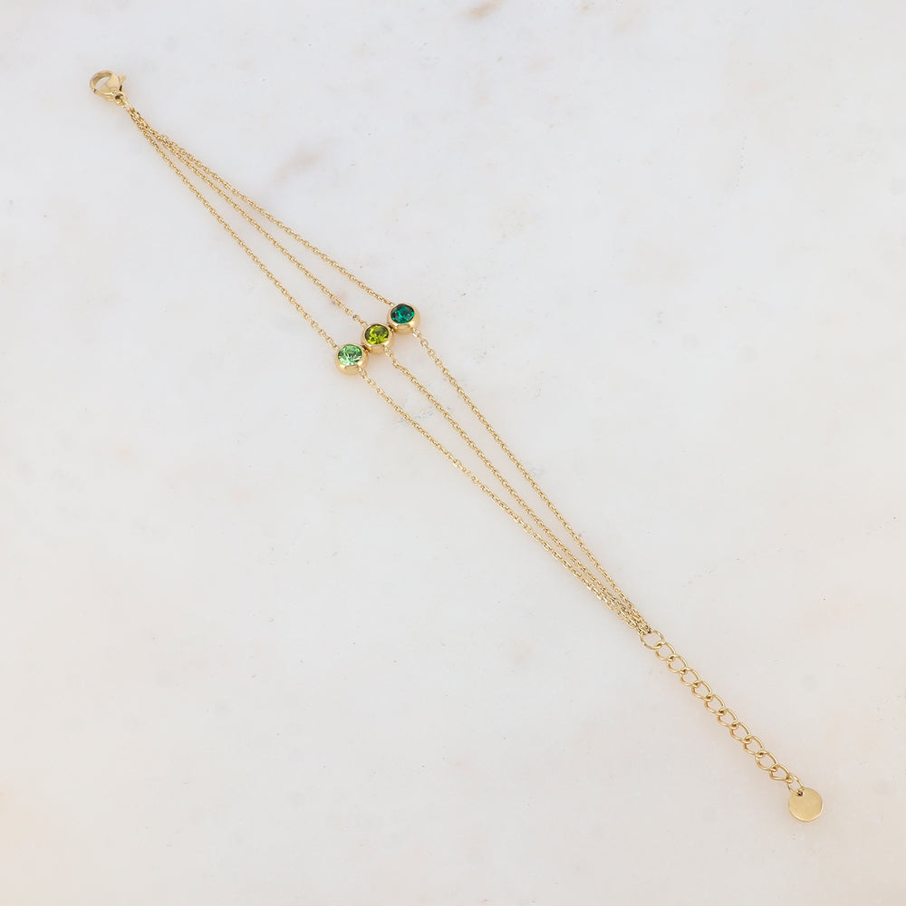 Bracelet trois rangs avec 3 strass