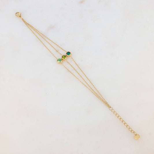Bracelet trois rangs avec 3 strass