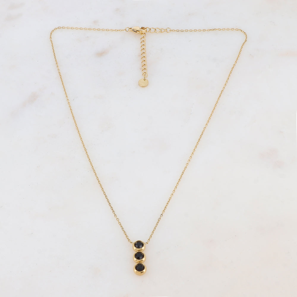 Collier avec 3 strass (40+5CM)