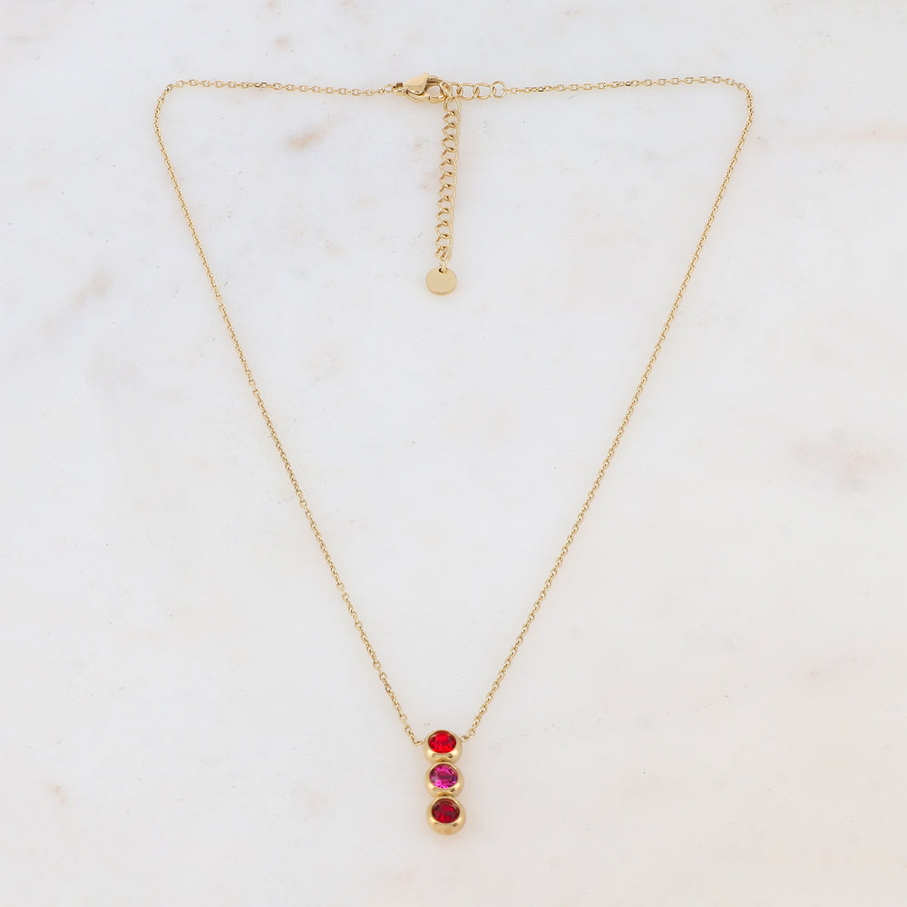 Collier avec 3 strass (40+5CM)