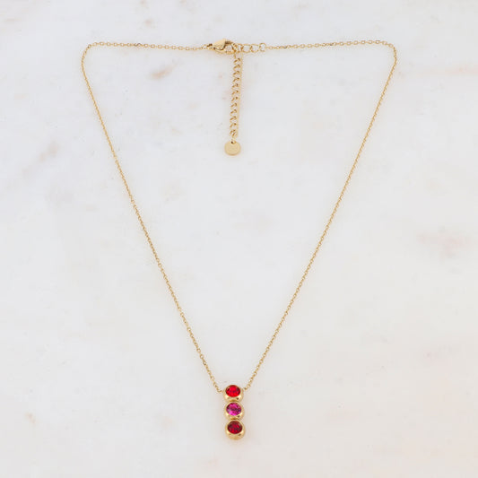 Collier avec 3 strass (40+5CM)