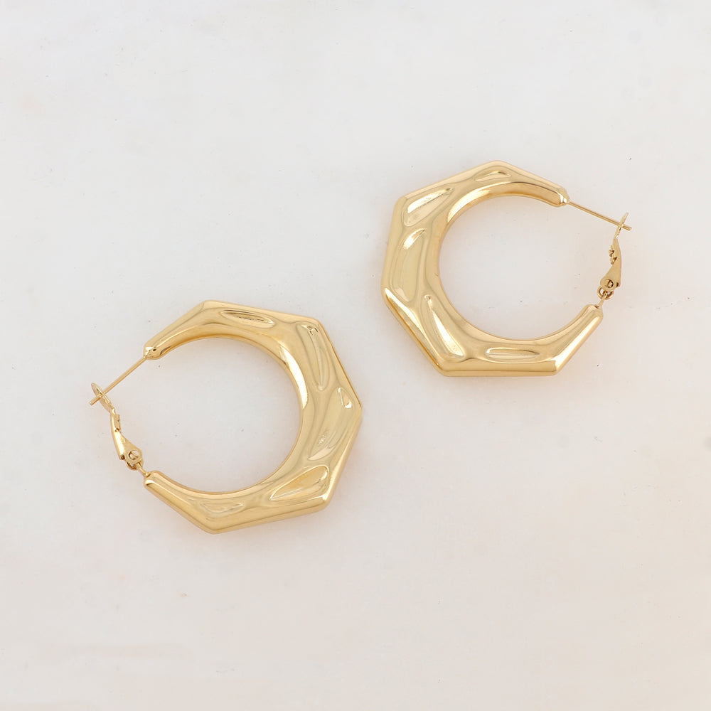 Créoles avec style hexagone 3,5 x 4 CM.