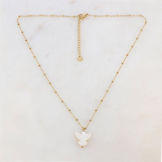 Collier avec pendentif oiseau en nacre (40+5CM)