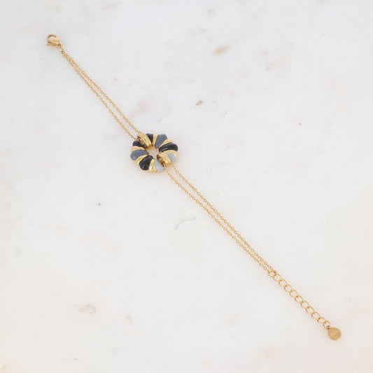 Bracelet double rangs avec pièce émailée