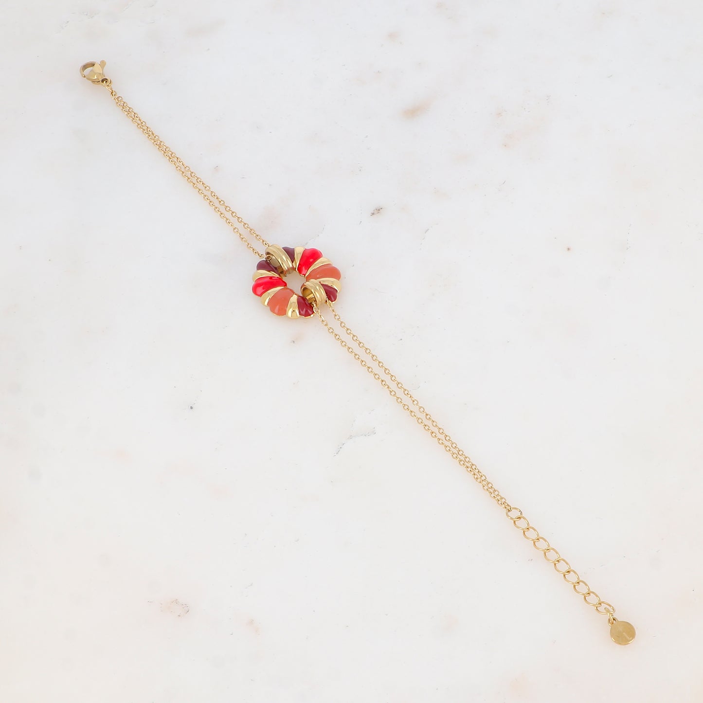 Bracelet double rangs avec pièce émailée