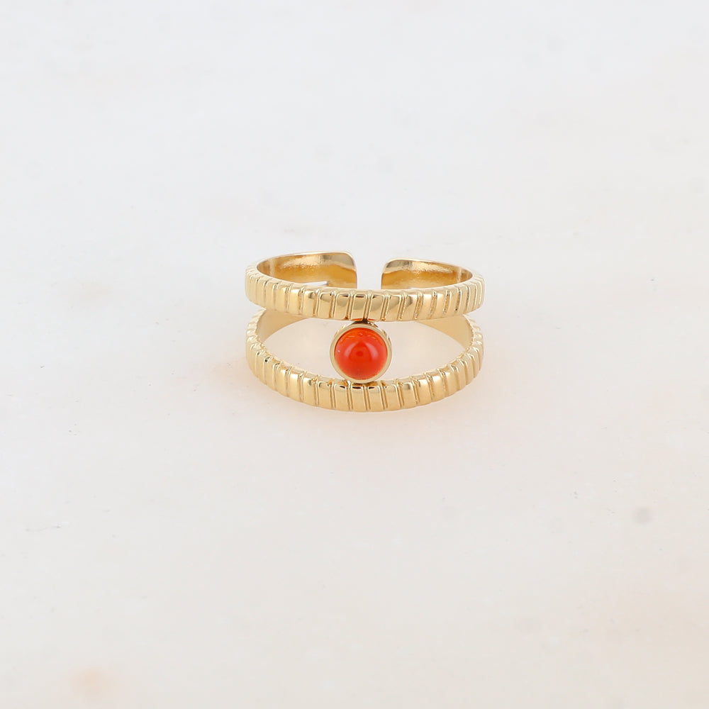 Bague 2 rangs avec pierre naturelle