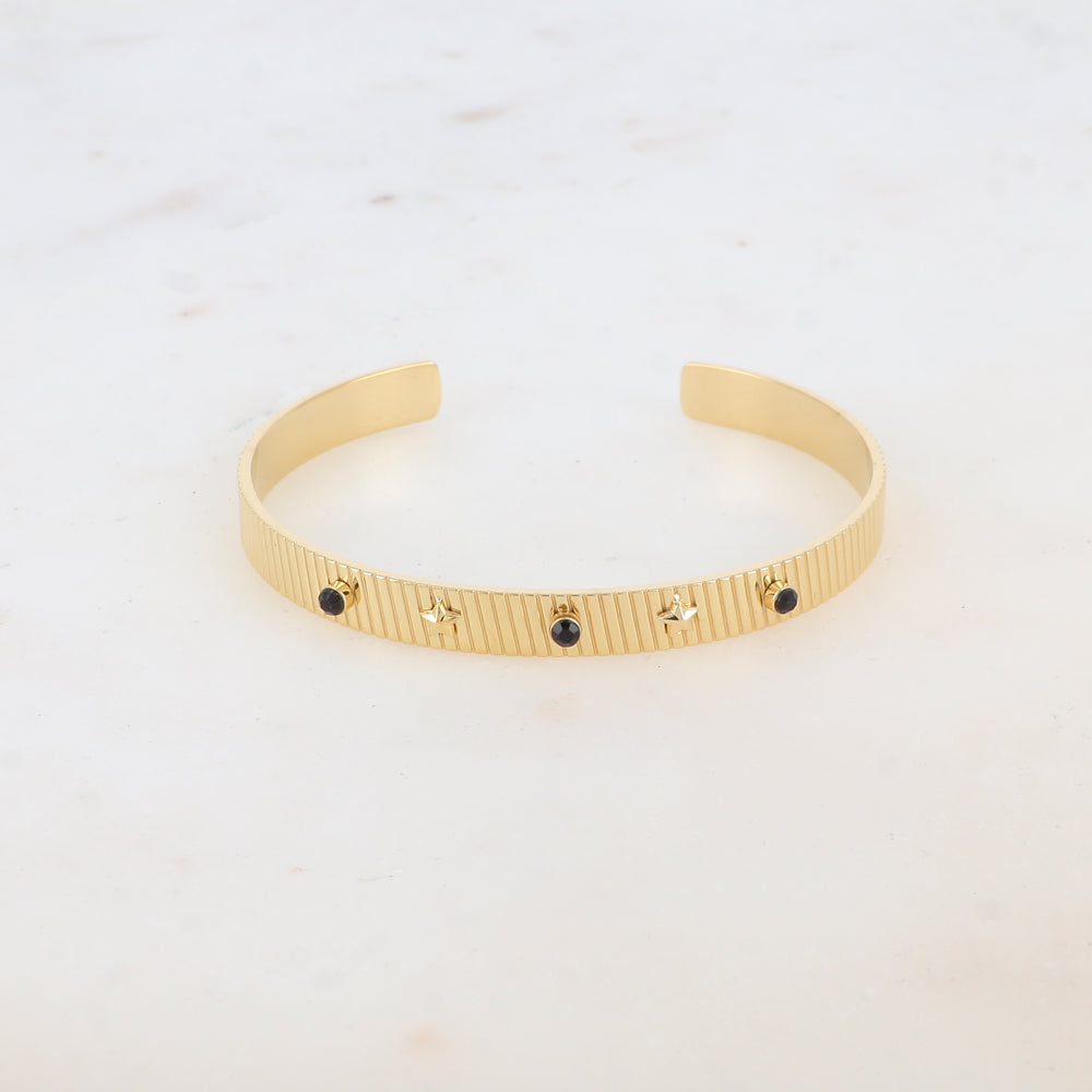 Jonc avec 2 étoiles et 3 strass