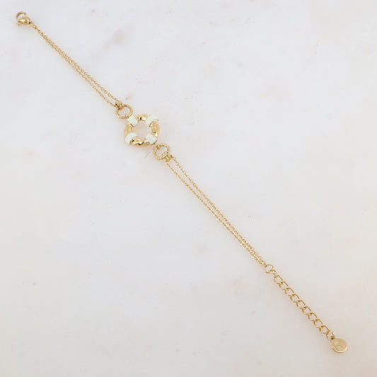 Bracelet avec 2 anneaux et pièce géométrique émaillé