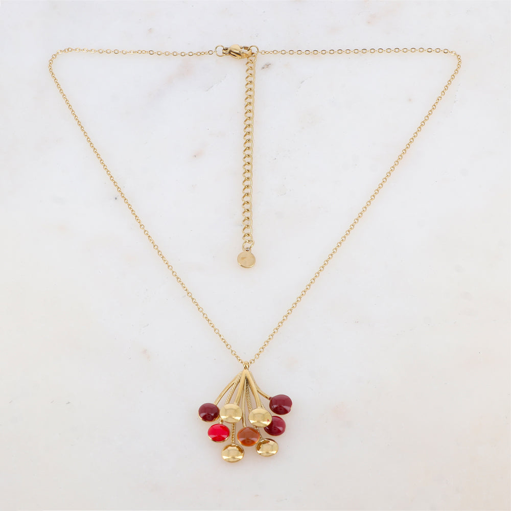 Collier avec pendentif multi-tiges, pièces rondes émaillées (38+7CM)