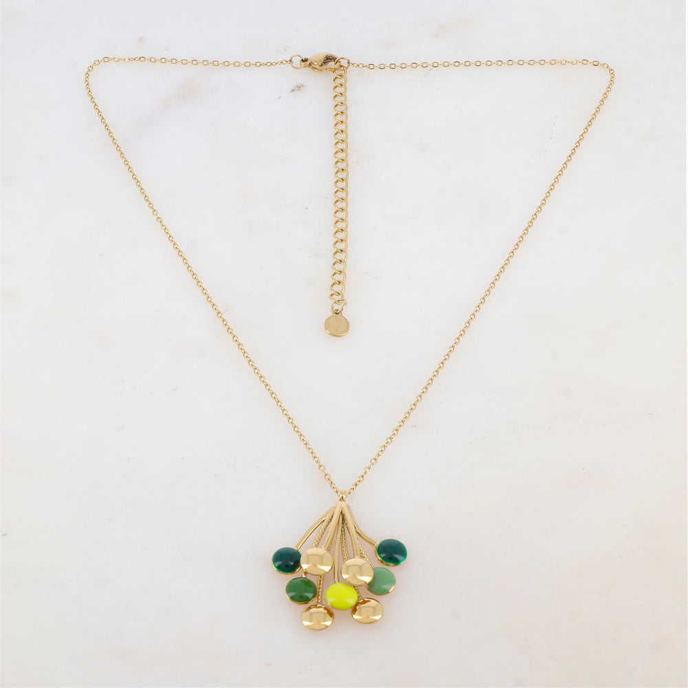 Collier avec pendentif multi-tiges, pièces rondes émaillées (38+7CM)