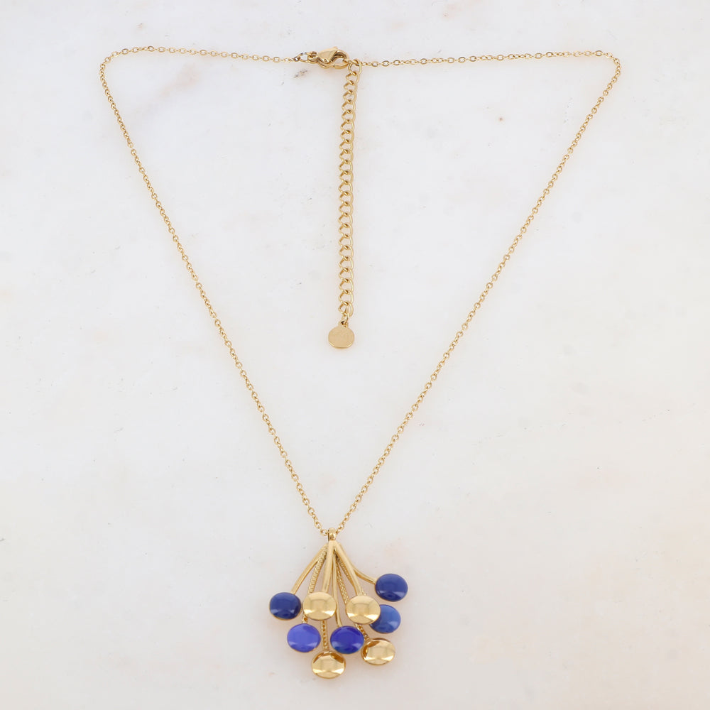 Collier avec pendentif multi-tiges, pièces rondes émaillées (38+7CM)