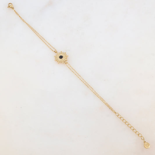 Bracelet avec fleur et pierre naturelle