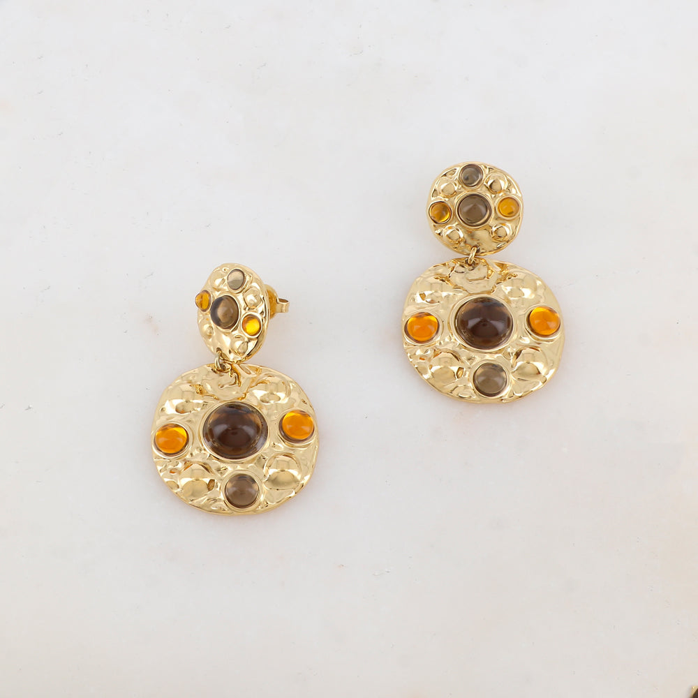 B.O à puce avec 2 pièces rondes et 8 pâtes de verre rondes 2,7 x 4,3 cm.