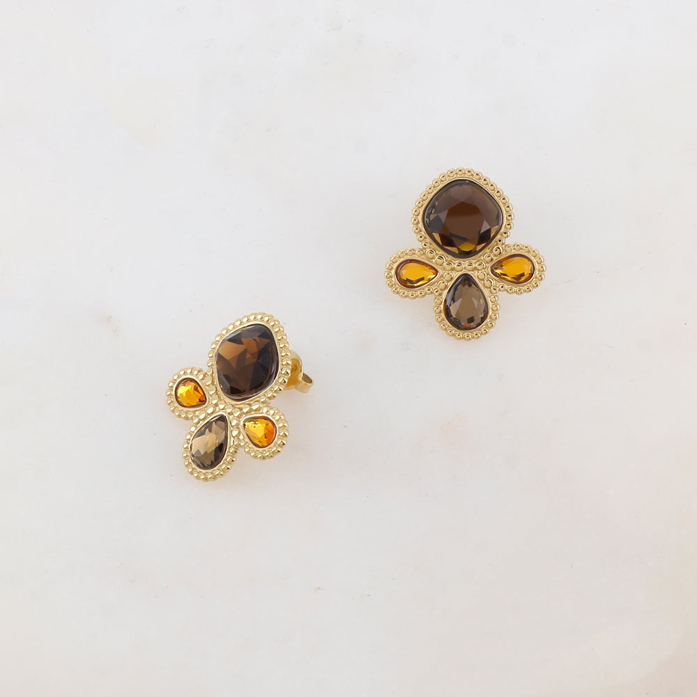 B.O à puce avec 4 pâtes de verres 2,4 x 2,6 cm