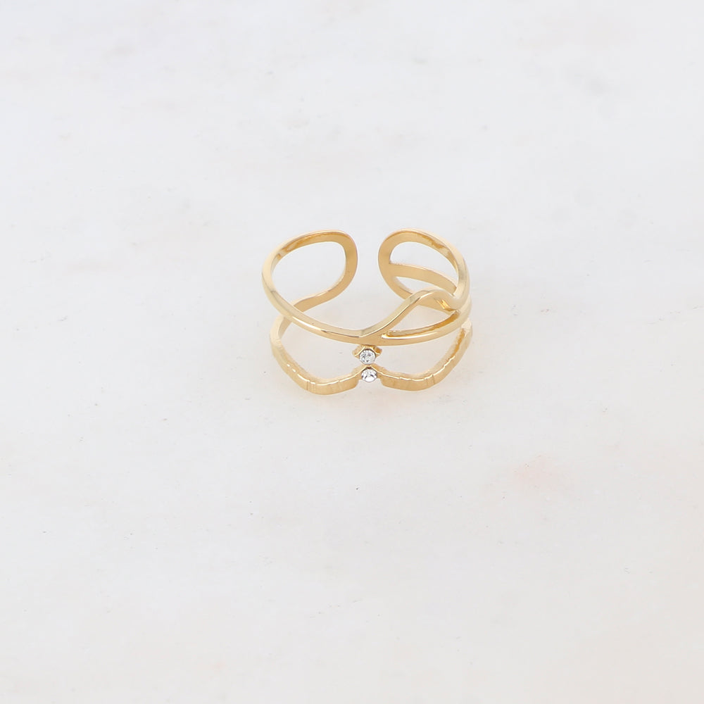 Bague multi-rangs avec deux strass