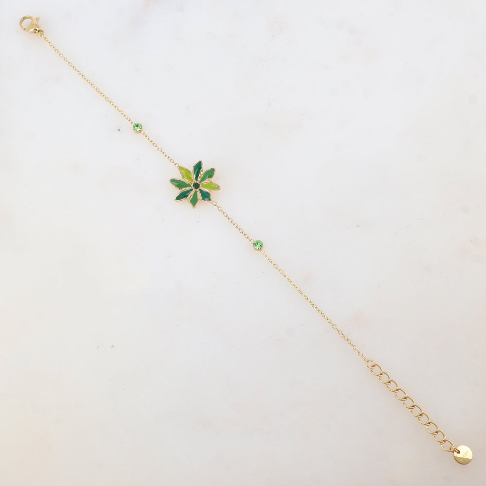 Bracelet avec fleur émaillée et strass