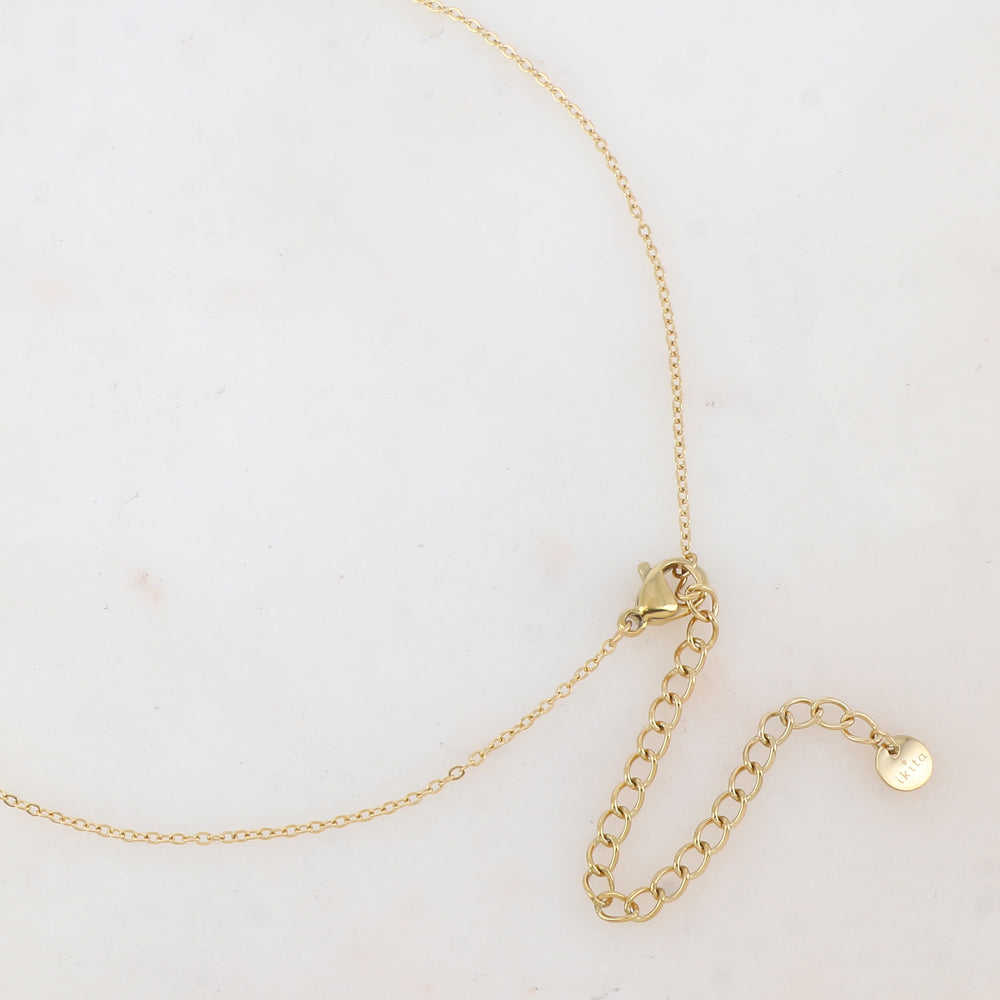 Collier avec pendentif fleur émaillée et strass (39+7CM)