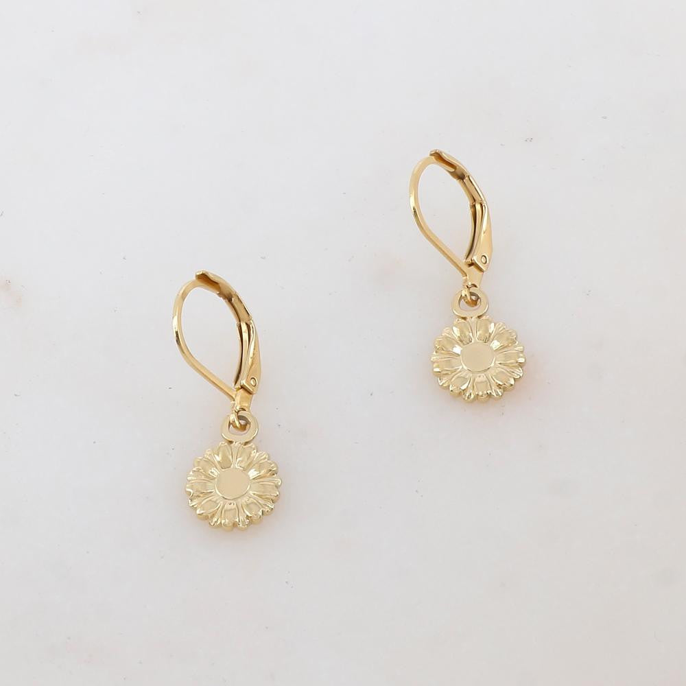Créoles avec pendant fleur 1 x 2,6 cm.