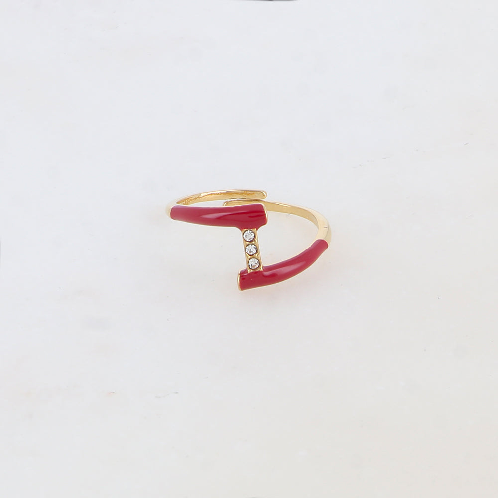 Bague avec émail et 3 strass - Bordeaux