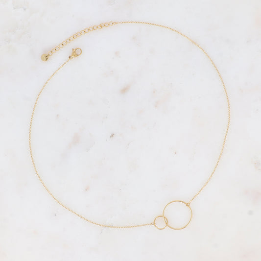 Collier double anneaux entrelacés 40+5 cm