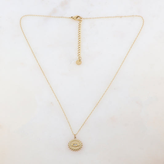 Collier avec pendentif ovale et 2 strass (40+5CM)