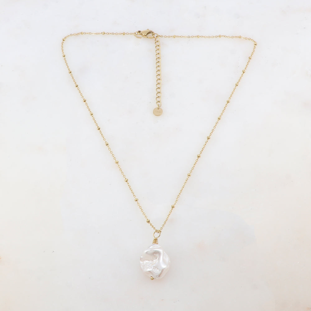 Collier avec pendentif perle d'eau douce (38+5CM)