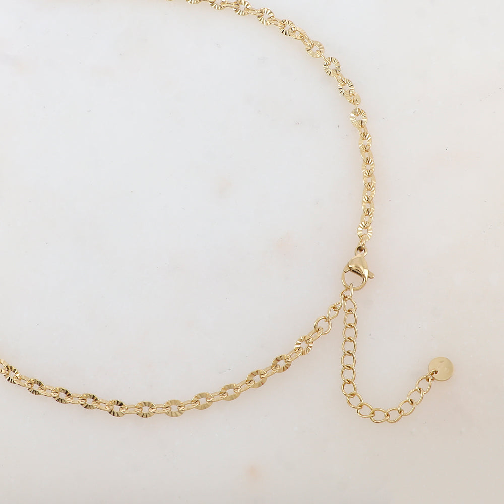 Collier avec pendentif embelli d'émail, motif fleur(60+5CM)