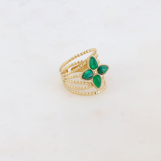 Bague multi-rangs style semainier avec 4 pierres naturelles formant une étoile du nord