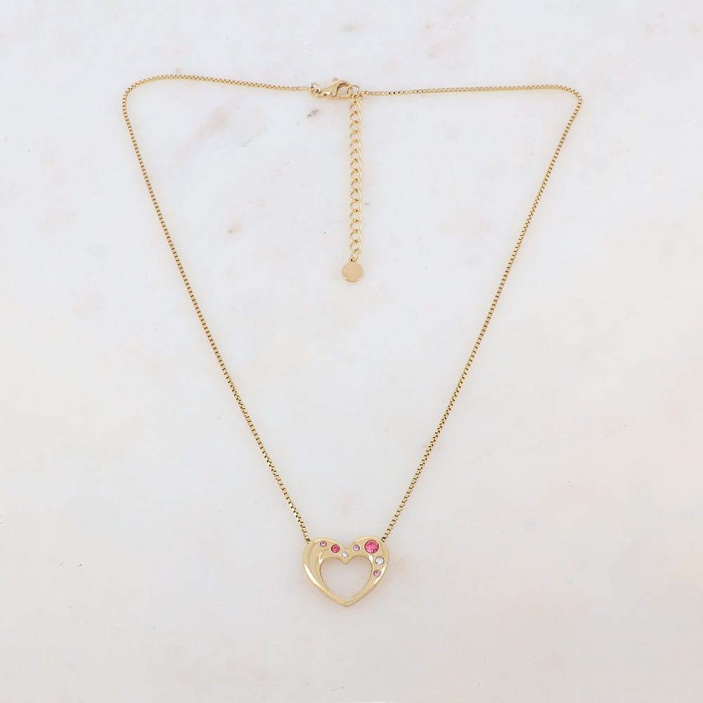 Collier avec pendentif cœur et strass (40+5CM)