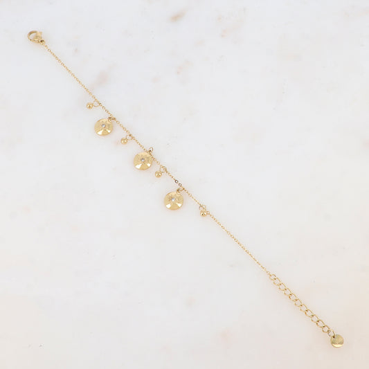 Bracelet avec pampilles boules et rondes avec motif étoile et strass